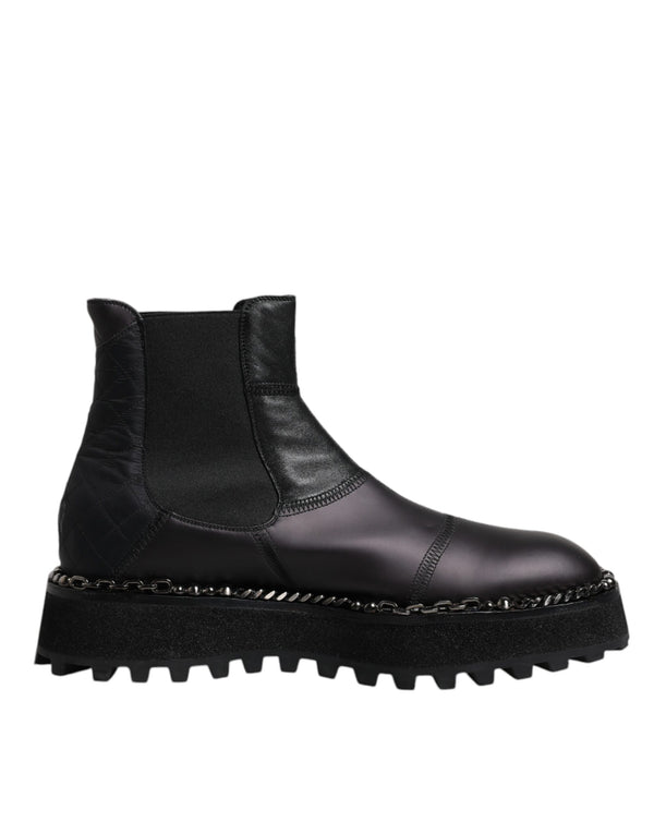 Schwarze Chelsea Boots Leder Schlupfschuhe