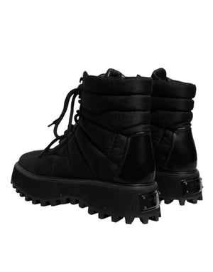 Schwarze gepolsterte Mid Calf Lace Up Stiefel Schuhe