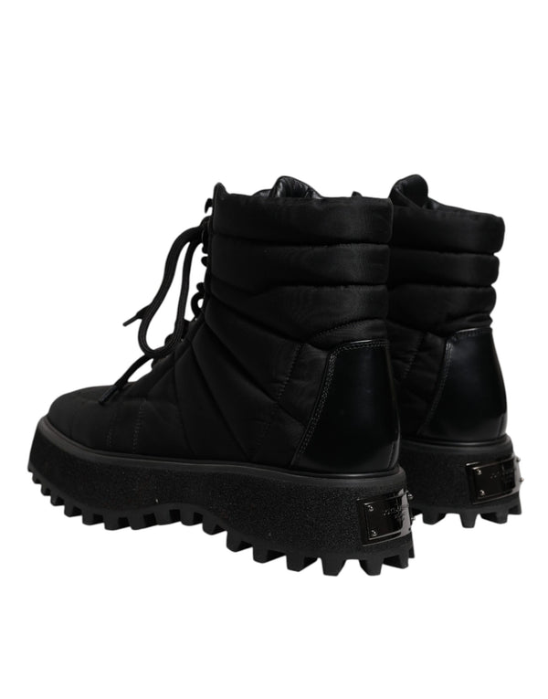 Schwarze gepolsterte Mid Calf Lace Up Stiefel Schuhe