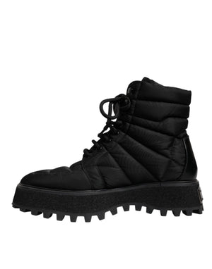 Schwarze gepolsterte Mid Calf Lace Up Stiefel Schuhe