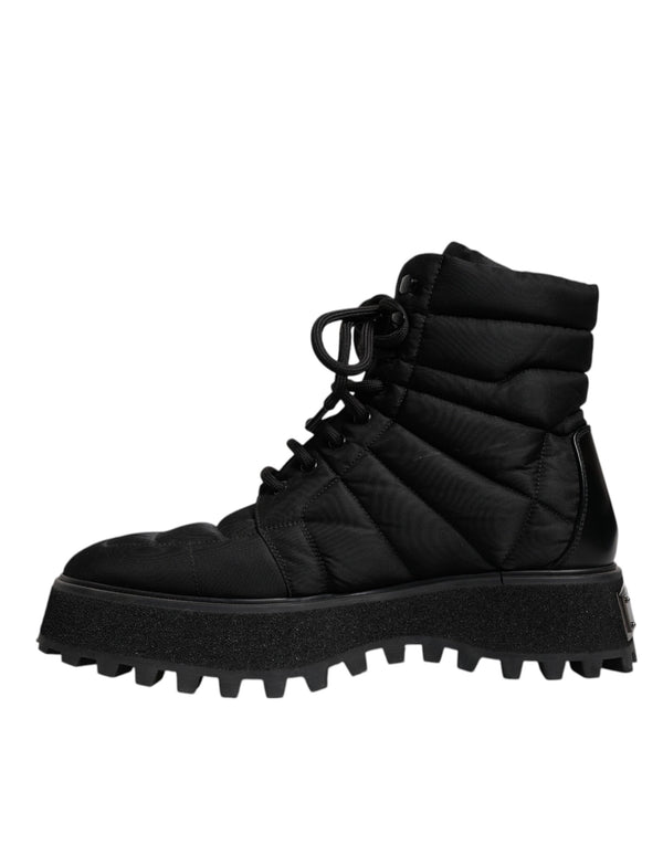 Schwarze gepolsterte Mid Calf Lace Up Stiefel Schuhe