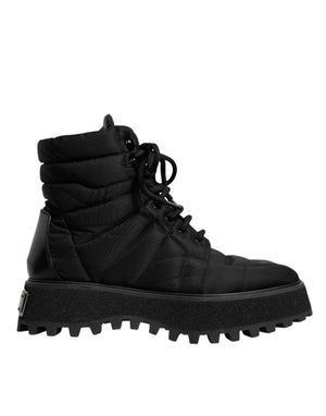 Schwarze gepolsterte Mid Calf Lace Up Stiefel Schuhe