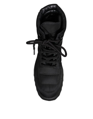 Schwarze gepolsterte Mid Calf Lace Up Stiefel Schuhe