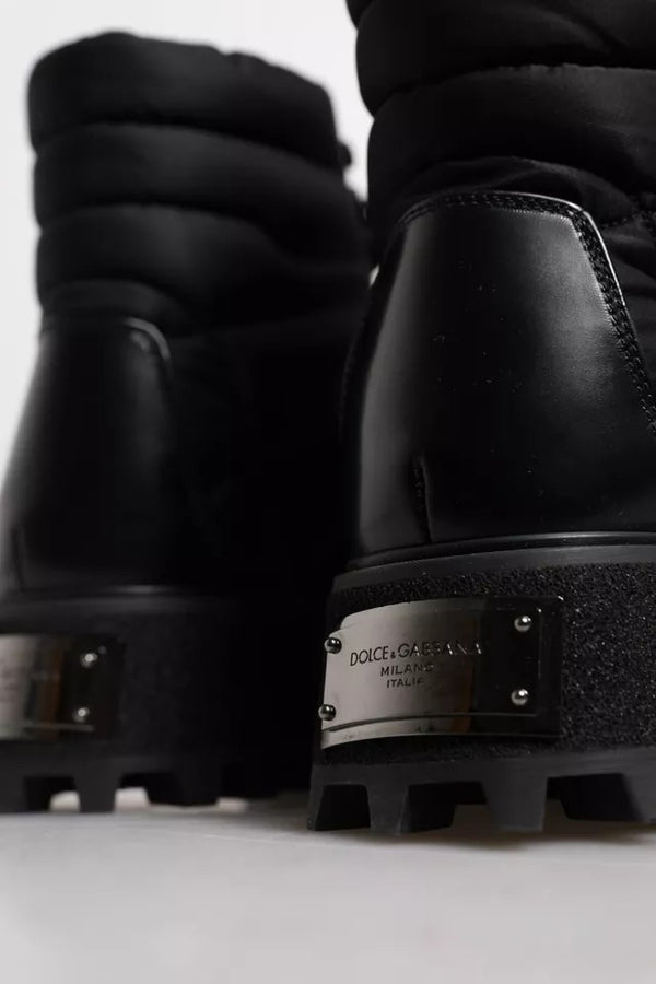 Schwarze gepolsterte Mid Calf Lace Up Stiefel Schuhe