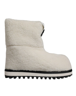 Weiße Plüsch Logo Gepolsterte Mittlere Wadenstiefel Schuhe