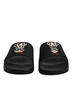 Schwarze Leder Pantoletten Sandalen Beachwear Schuhe