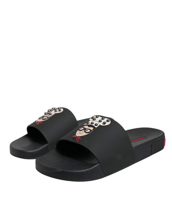 Schwarze Leder Pantoletten Sandalen Beachwear Schuhe