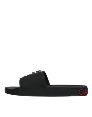 Schwarze Leder Pantoletten Sandalen Beachwear Schuhe