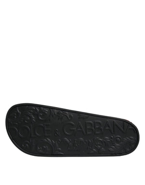 Schwarze Leder Pantoletten Sandalen Beachwear Schuhe