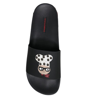Schwarze Leder Pantoletten Sandalen Beachwear Schuhe