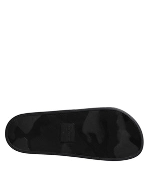 Schwarz Divers Leder Flats Slides Sandalen Beachwear Schuhe