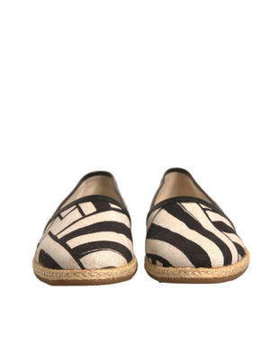 Schwarz Weiß Streifen Slip On Espadrille Schuhe