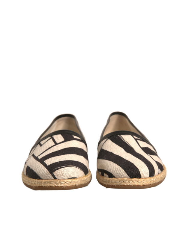 Schwarz Weiß Streifen Slip On Espadrille Schuhe