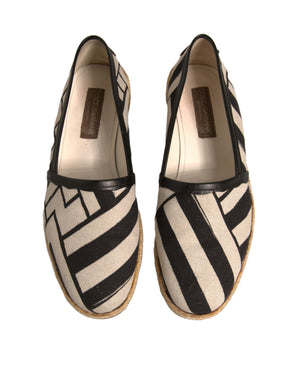 Schwarz Weiß Streifen Slip On Espadrille Schuhe