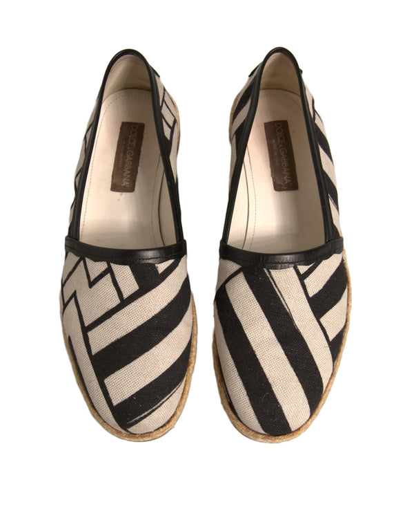 Schwarz Weiß Streifen Slip On Espadrille Schuhe