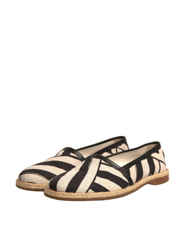 Schwarz Weiß Streifen Slip On Espadrille Schuhe