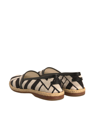Schwarz Weiß Streifen Slip On Espadrille Schuhe