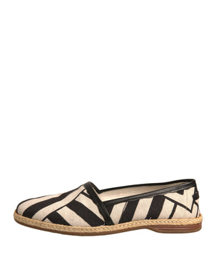 Schwarz Weiß Streifen Slip On Espadrille Schuhe