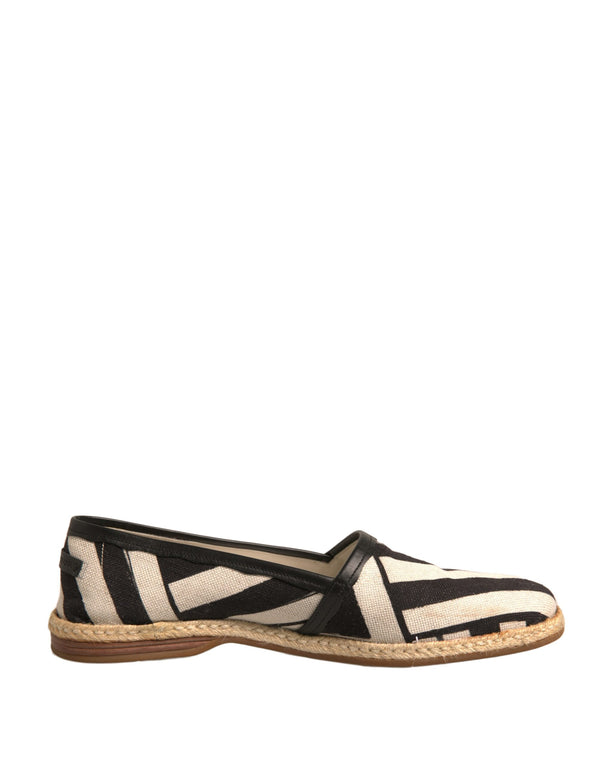 Schwarz Weiß Streifen Slip On Espadrille Schuhe