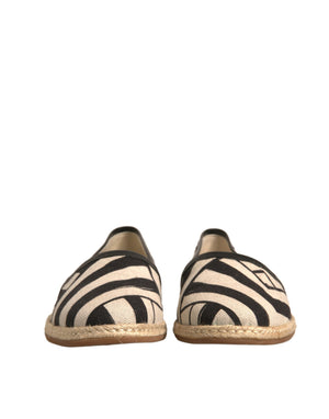 Schwarz Weiß Streifen Slip On Espadrille Schuhe
