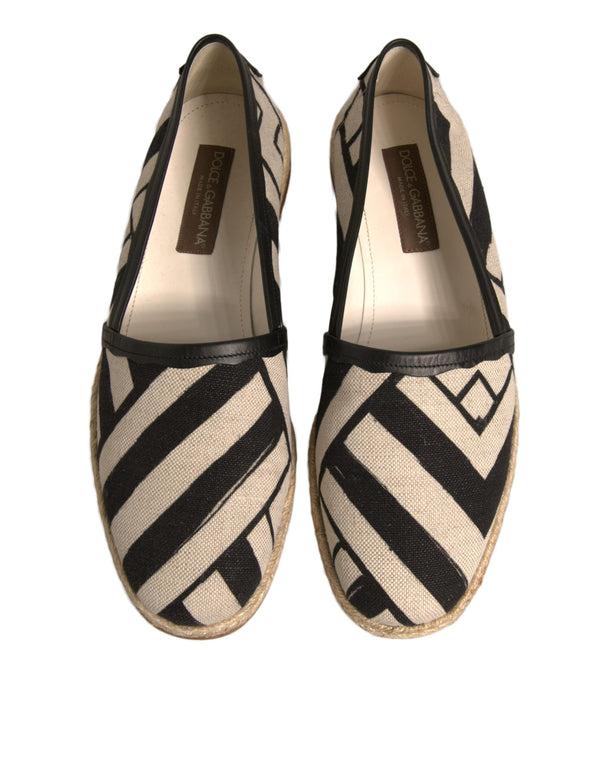 Schwarz Weiß Streifen Slip On Espadrille Schuhe