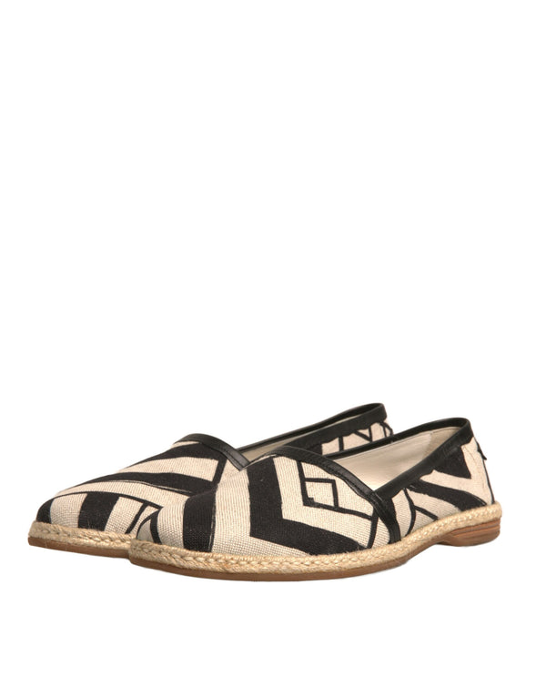 Schwarz Weiß Streifen Slip On Espadrille Schuhe