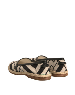 Schwarz Weiß Streifen Slip On Espadrille Schuhe