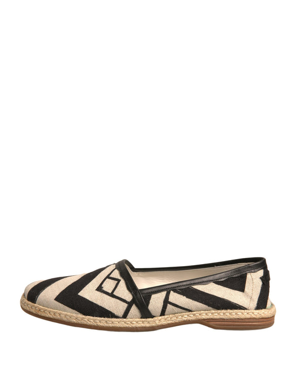 Schwarz Weiß Streifen Slip On Espadrille Schuhe