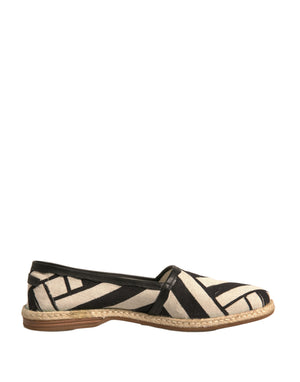 Schwarz Weiß Streifen Slip On Espadrille Schuhe