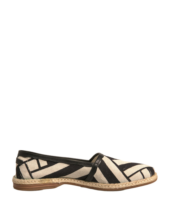 Schwarz Weiß Streifen Slip On Espadrille Schuhe