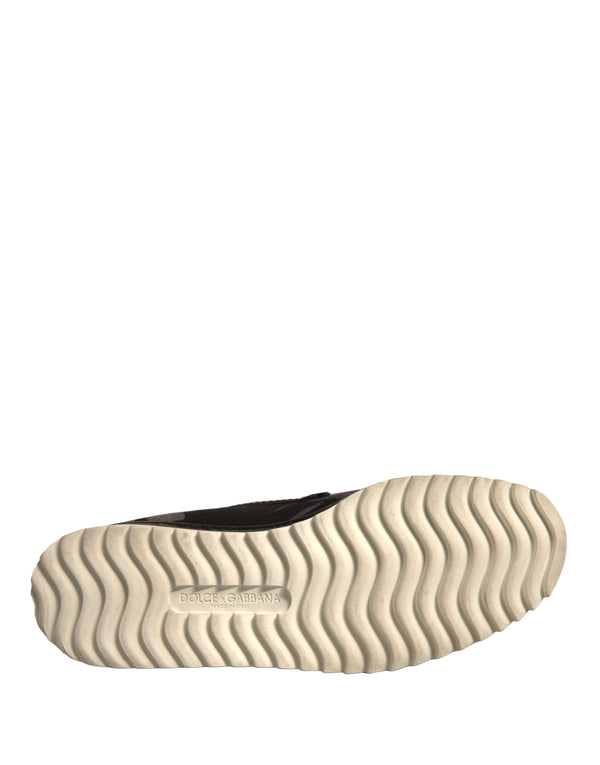 Schwarzer Canvas Tropical Print Slip On Schuhe