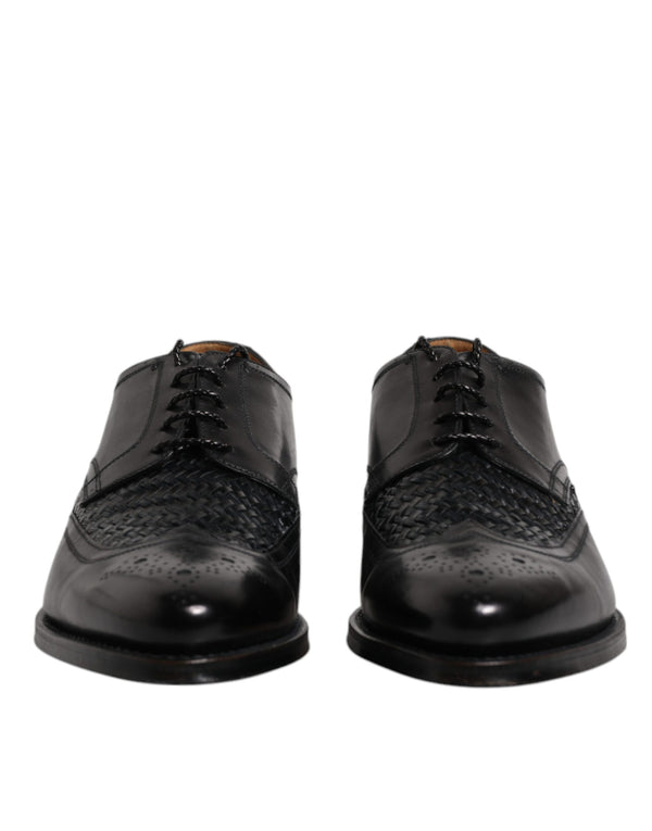 Schwarze Leder Derby Wingtip Lace Up Formal Dress Schuhe