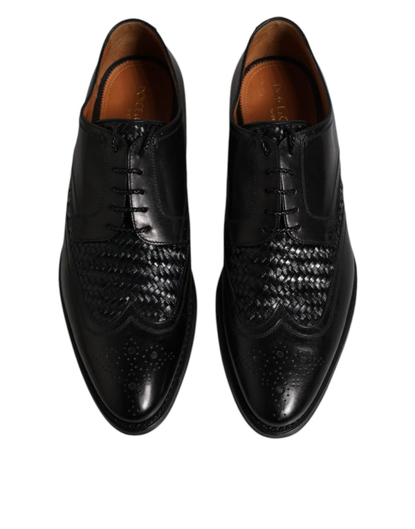 Schwarze Leder Derby Wingtip Lace Up Formal Dress Schuhe