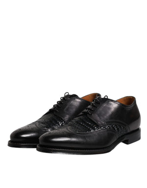 Schwarze Leder Derby Wingtip Lace Up Formal Dress Schuhe