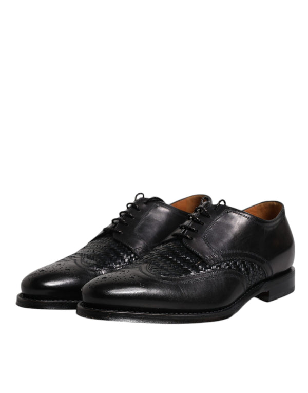 Schwarze Leder Derby Wingtip Lace Up Formal Dress Schuhe