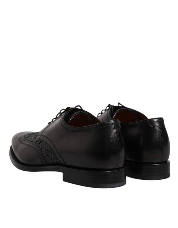 Schwarze Leder Derby Wingtip Lace Up Formal Dress Schuhe