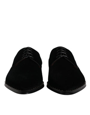 Schwarze Samt-Baumwoll-Spitzen-Derby-Schuhe