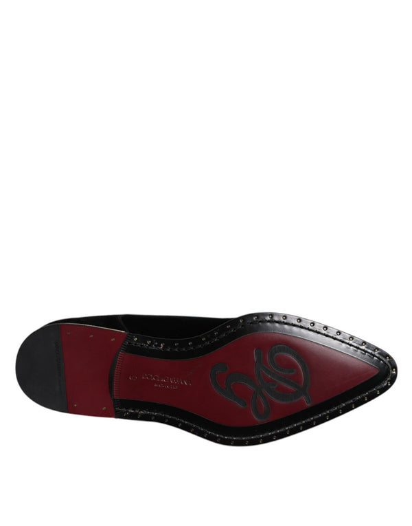 Schwarze Samt-Baumwoll-Spitzen-Derby-Schuhe