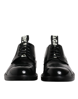 Schwarze Lackleder Derby Schnürschuhe Formal Dress Schuhe