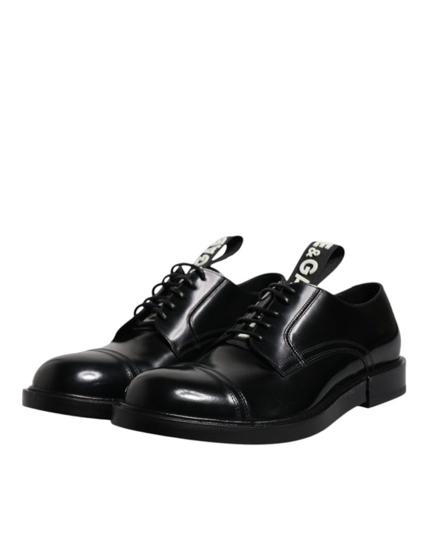 Schwarze Lackleder Derby Schnürschuhe Formal Dress Schuhe