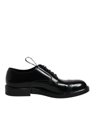 Schwarze Lackleder Derby Schnürschuhe Formal Dress Schuhe