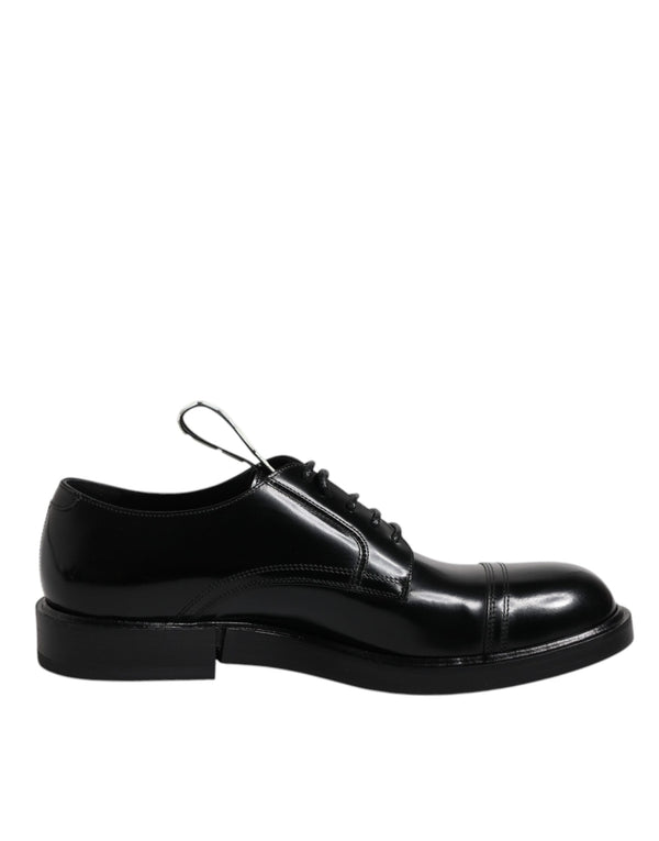 Schwarze Lackleder Derby Schnürschuhe Formal Dress Schuhe