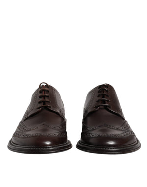 Braunes Leder Derby Wingtip Lace Up Formal Dress Schuhe