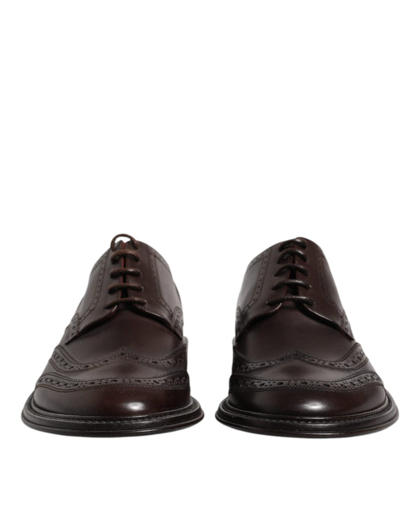 Braunes Leder Derby Wingtip Lace Up Formal Dress Schuhe