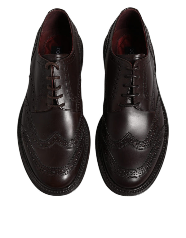 Braunes Leder Derby Wingtip Lace Up Formal Dress Schuhe