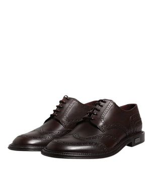 Braunes Leder Derby Wingtip Lace Up Formal Dress Schuhe