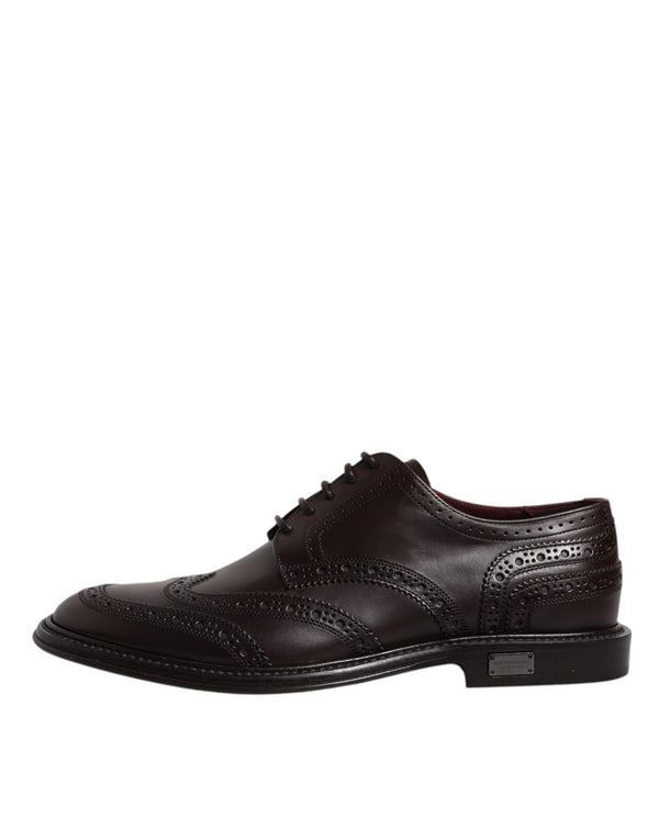 Braunes Leder Derby Wingtip Lace Up Formal Dress Schuhe