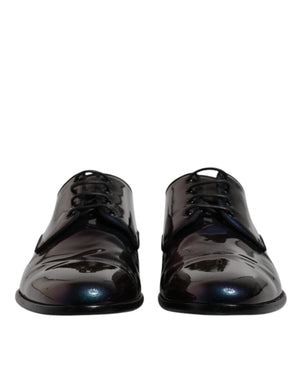 Multicolor Pfau Lackleder Derby Männer Kleid Schuhe