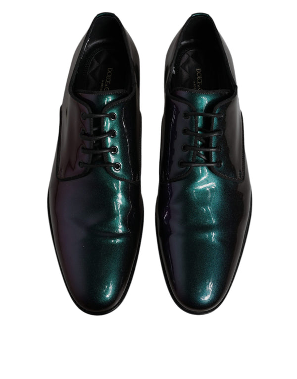 Multicolor Pfau Lackleder Derby Männer Kleid Schuhe