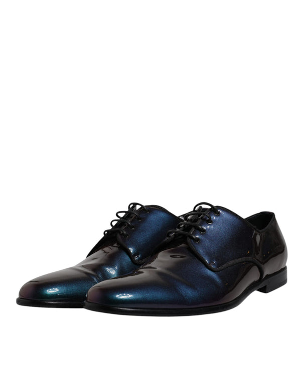 Multicolor Pfau Lackleder Derby Männer Kleid Schuhe